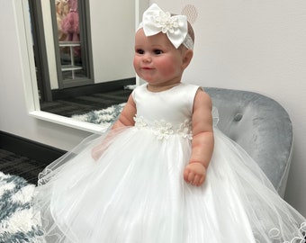 Robe bébé blanc chaud | Robe de baptême | Robe de demoiselle d'honneur pour bébé et tout-petit | Robe de baptême | Robe de cérémonie de baptême | Robe de séance photo