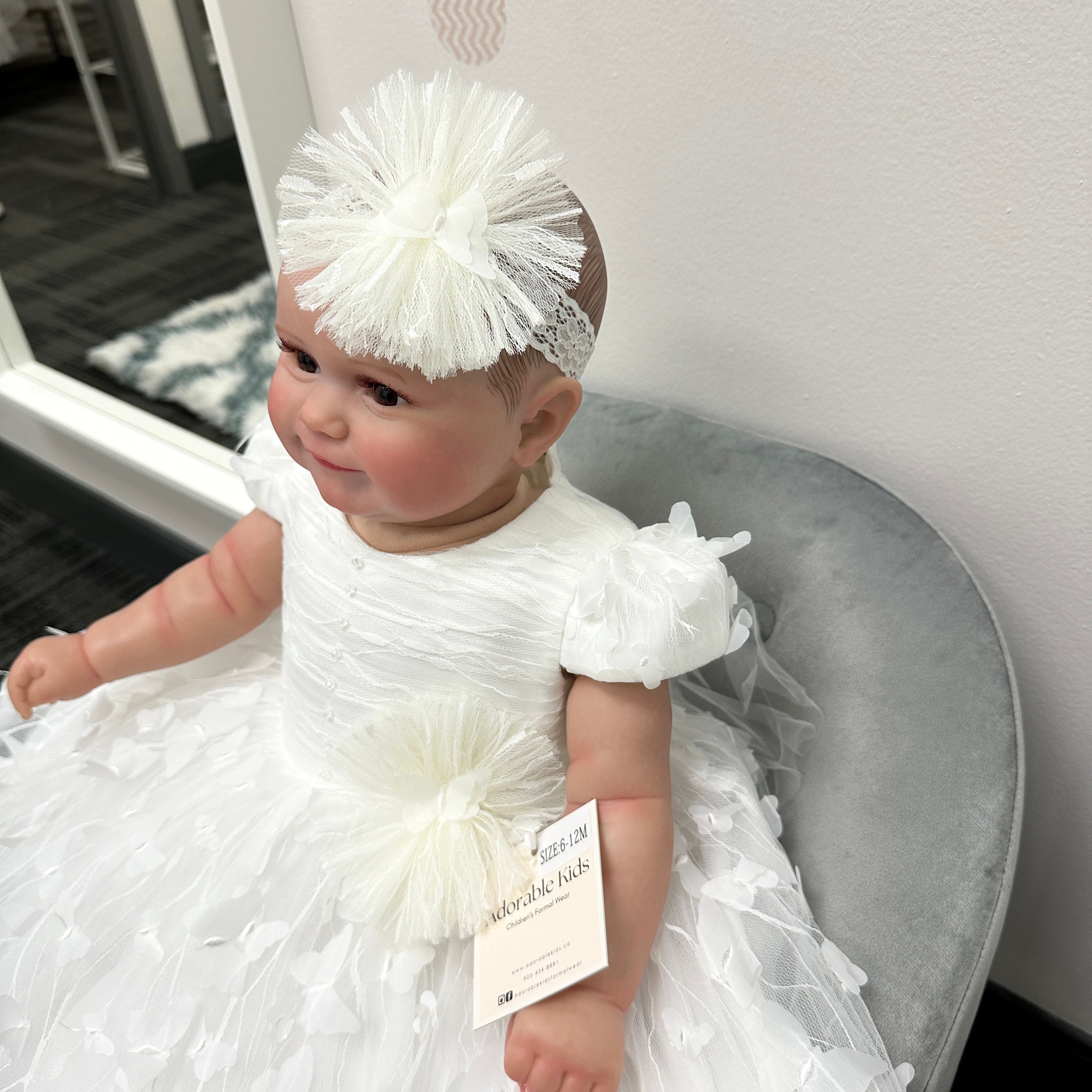 White Butterfly Baby Dress | First Birthday Dress | Flower
