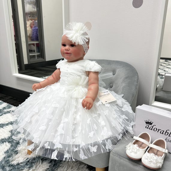 [PAKUA] / ☆ BUTTERFLY BABY DRESS / WHITE Butterfly First Birthday Baby Dress, White Flower Girl