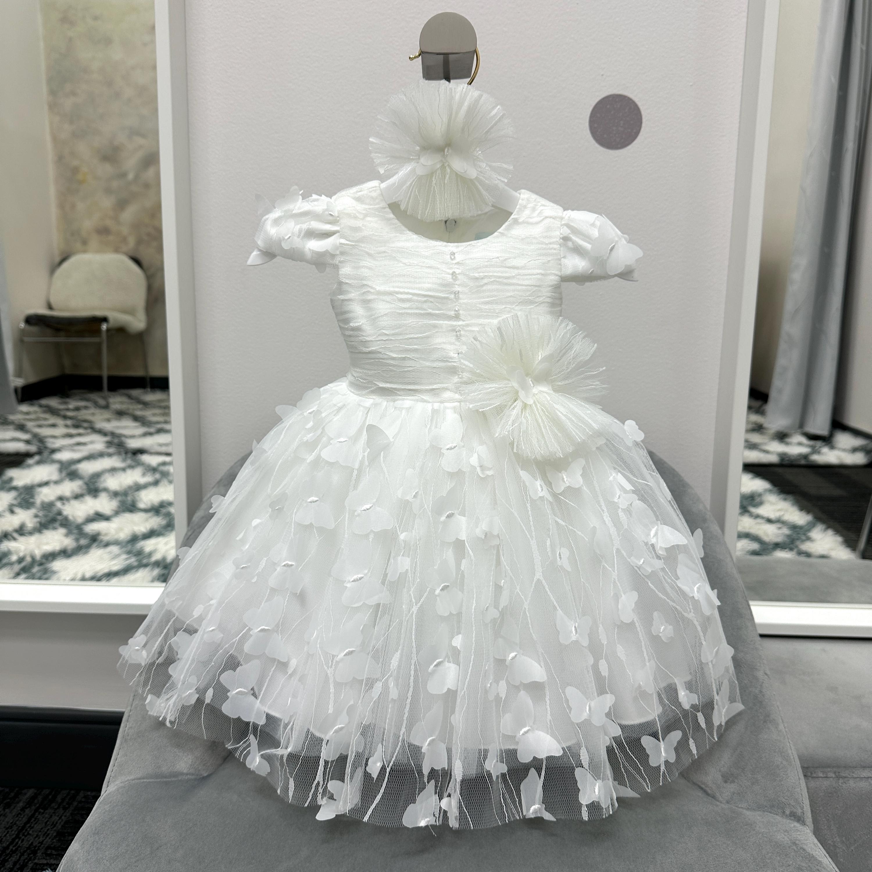 [PAKUA] / ☆ BUTTERFLY BABY DRESS / WHITE Butterfly First Birthday Baby Dress, White Flower Girl