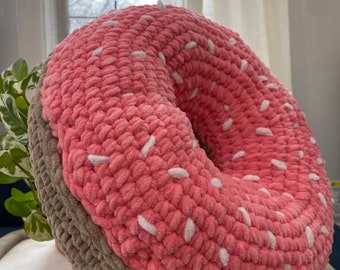 Giant Pink Frosting Donut Pillow