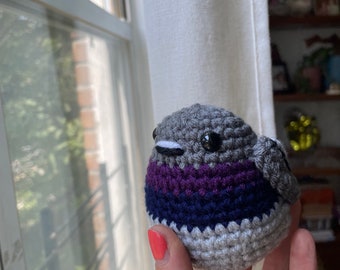 Mini Handmade Pigeon Stuffy. Made in NYC. Crochet Pigeon. NYC Pigeon Pocket Size Plushie. Made to order by anneestitches