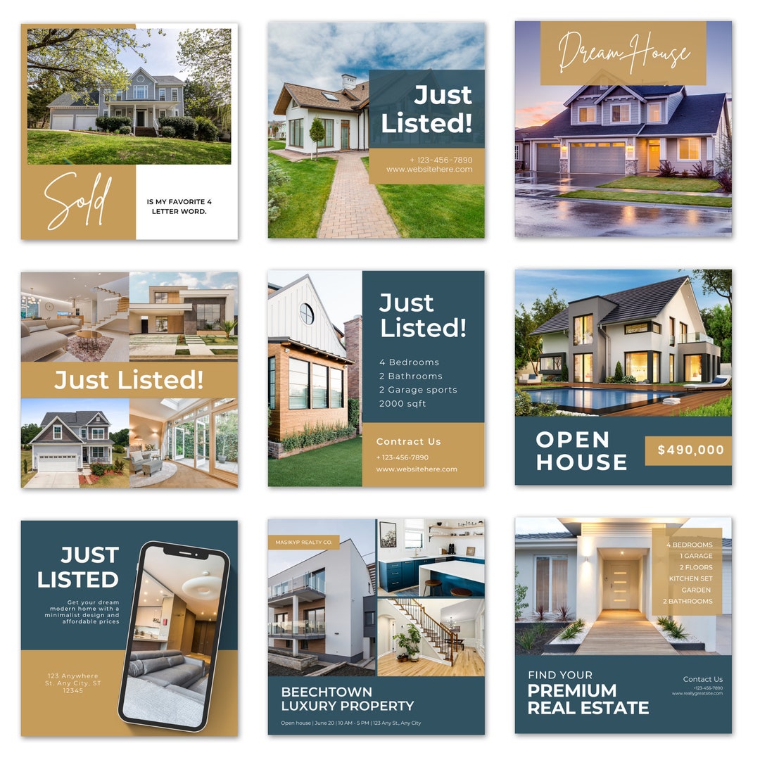 Real Estate Instagram Canva Templates Social Media Realtor - Etsy