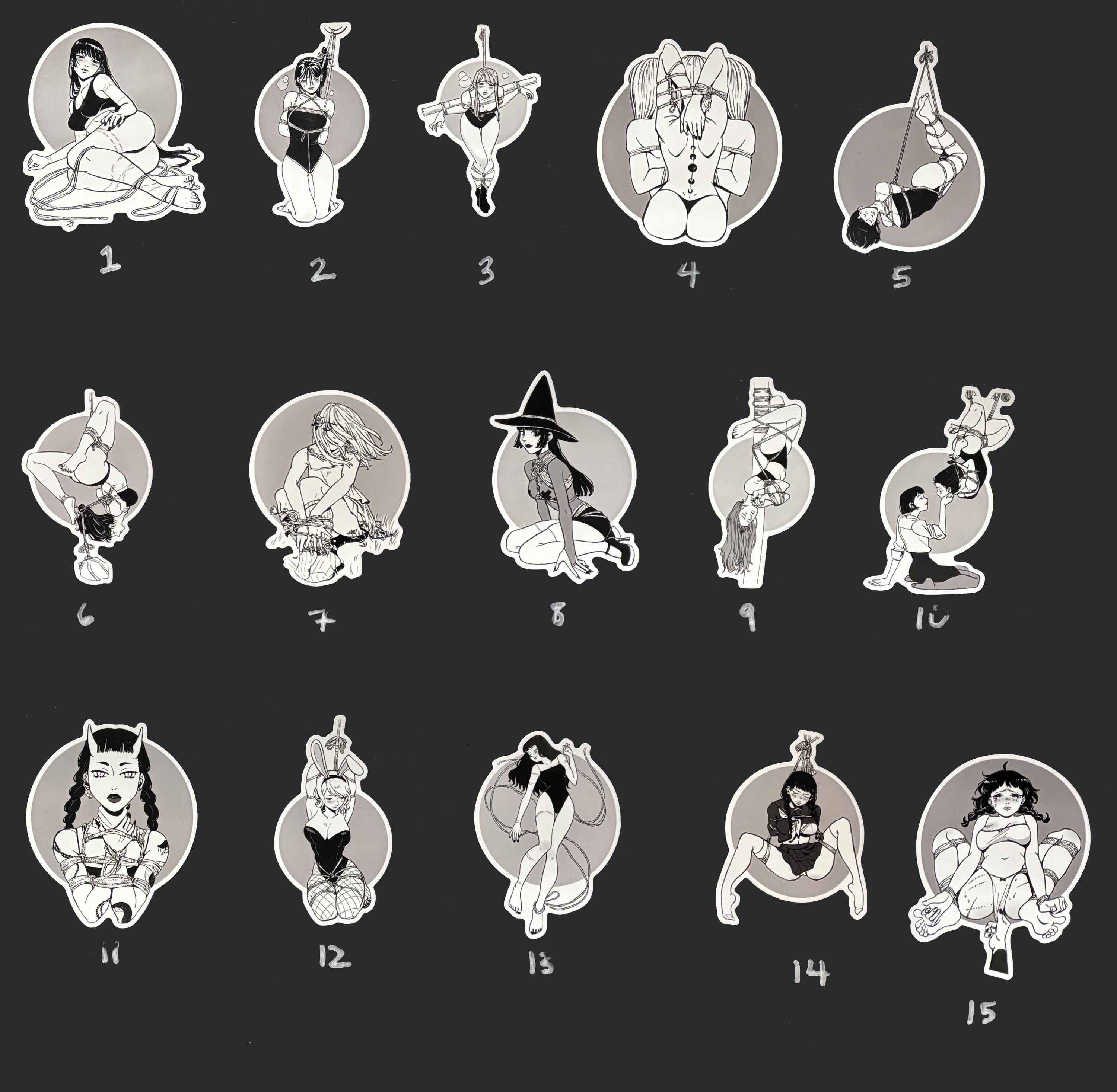 kinktober shibari vinyl stickers