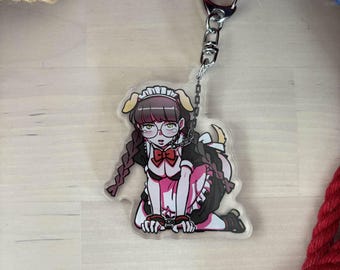 pet play maid keychain -- surprise backside!