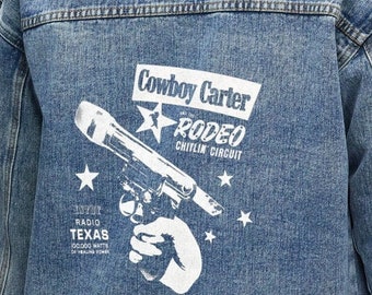 Giacca da cowboy Carter, giacca di jeans da donna per Beyhive, giacca Kntry Radio Texas, Rodeo Chitlin' Jeans giacca da lavaggio media regalo per Bey Fan