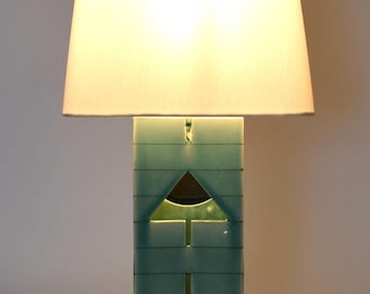 Handmade Ceramic Table Lamp - Parliament E Inspired, Glazed Stoneware Base, Unique USA Crafted