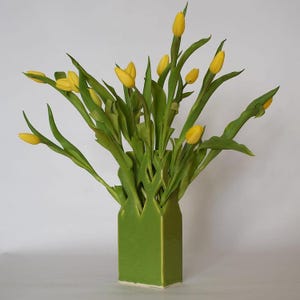 Architectural Tulipiere Vase - Modern Glazed Stoneware Flower Holder, Handcrafted in USA