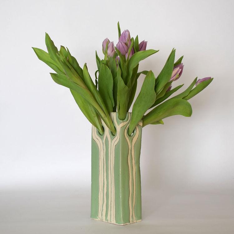 Reverse Art Nouveau Tulipiere Vase Elegant Stoneware Tulipiere Art