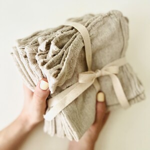 Natural Cotton Paperless Towels, Dishcloth, Cleaning Cloth, Linen Colored, Cloth Napkins Natural Aesthetic Pack of 10