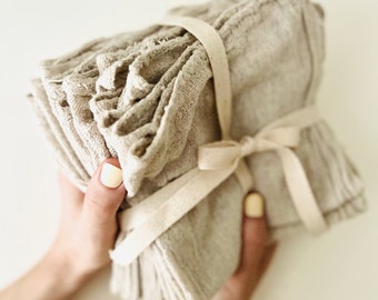 Natural Cotton Paperless Towels, Dishcloth, Cleaning Cloth, Linen Colored, Cloth Napkins Natural Aesthetic Pack of 10