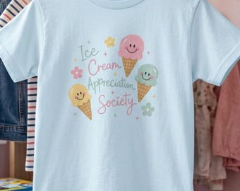 Ice Cream Appreciation Society Shirt | Kids Summer Tee | Cute Ice Cream Graphic T-Shirt | Toddler Vacation Outfit