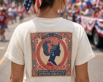 Kids 4th of July Shirt | Patriotic Girls Vintage Tee | Freedom Since 1776 | America 250th Anniversary Tee | Equality Feminism Shirt