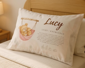 Funda de almohada personalizada con el significado del nombre del bebé / Regalo personalizado para recién nacidos / Regalo para baby shower / Almohada para la habitación del bebé