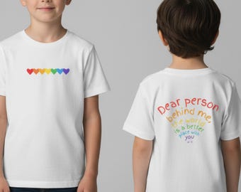 Youth Kindness T-Shirt: Rainbow Hearts, Positive Message Tee, Pride Apparel