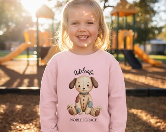 Personalized Name Meaning Toddler Sweatshirt, Custom Kid Tee, Watercolor Animal Design