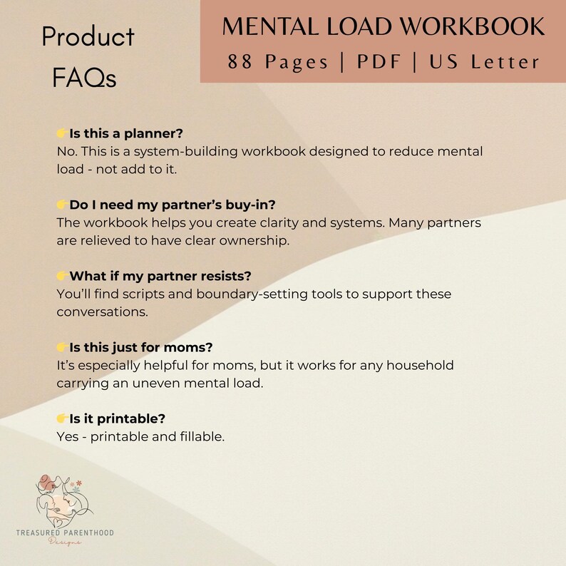 Laboe Workbook Mental Load Offload Workbook Digital Download Moms Household Organizer ...