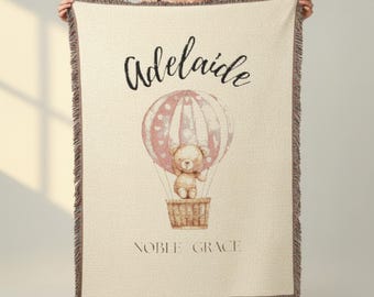 Personalized Name Meaning Woven Blanket – Custom Boho Baby Throw Keepsake