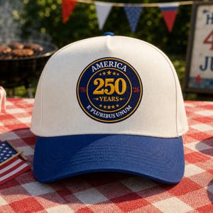 America 250th Anniversary Embroidered Hat | Patriotic 4th of July Cap | E Pluribus Unum | Unisex USA Gift