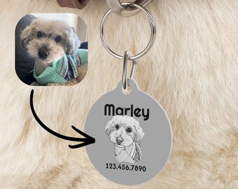 Personalized Metal Dog Tag: Custom Pet Portrait Collar Charm
