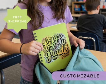 Back to School Notebook | Grade Level Spiral Journal | Kindergarten Through 12th Grade | Kids School Supplies | First Day of School Gift