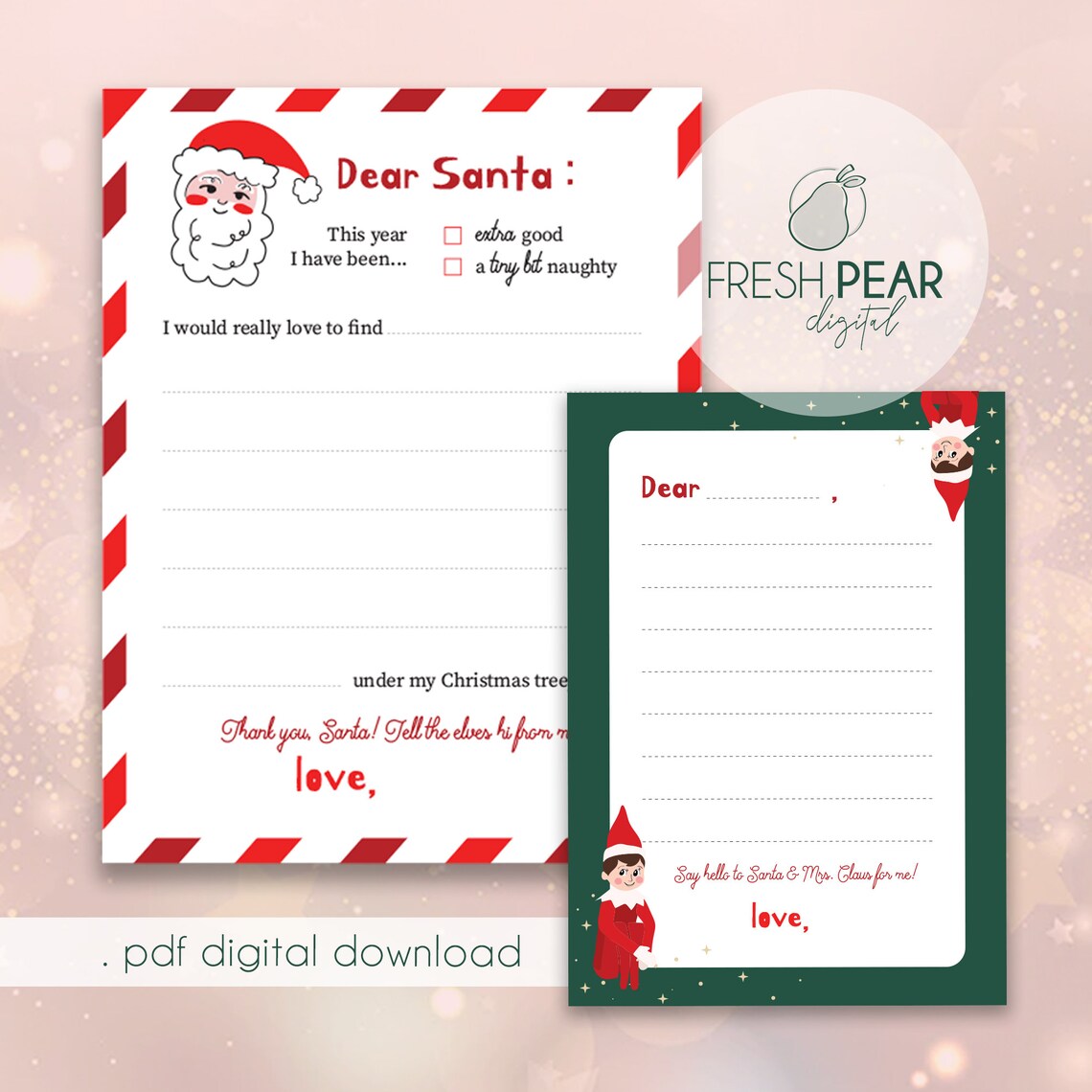 Letter to Santa Letter to Elf Digital Download pdf Etsy Letter to Santa Letter to Elf Digital Download pdf Etsy