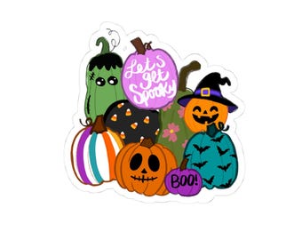 Halloween Decorated Pumpkin Sticker - Halloween Decal
