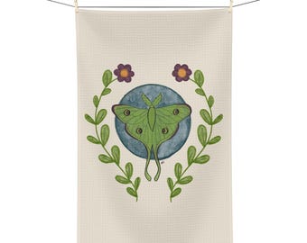 Watercolor Luna Moth Dish Towel - Kitchen Decor