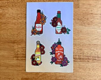Hot Sauce Sticker Sheet - 4 Stickers