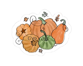 Watercolor Pumpkin Sticker - Fall Decal