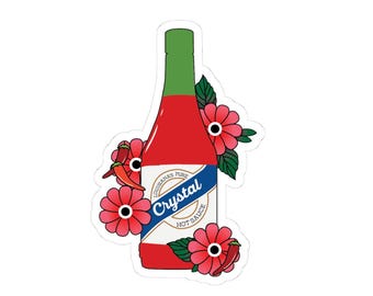 Hot Sauce Sticker | Spicy, Peppers, Flowers | Waterproof Vinyl | Laptop, Water Bottle, Planner, Kindle