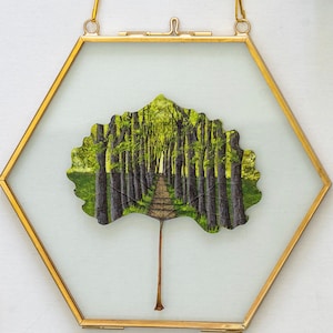 Nature-Inspired Acrylic Painting, Original Art, Framed “Where to Go” on Preserved Cottonwood Leaf, Unique Gift, Home Decor