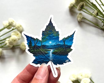 Vinyl Die-Cut Sticker, 3 Inch Nature Inspired Painting Turned into Sticker! Perfect for Bottles and Laptop! Painting Title: Rising Moon