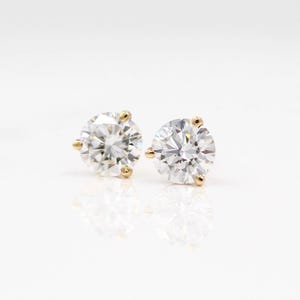Round Moissanite Stud Earrings, Dainty Moissanite Wedding Earrings, 14K GRA Certified Moissanite D Color VVS1 Clarity, Christmas Gift