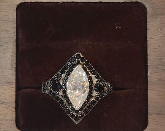 1.5ct  Classic and Timeless Marquise Cut Moissanite Ring Elegant Moissanite Ring GRA Certified, Color D VVS1. 1.5CT Marquise Moissanite Ring