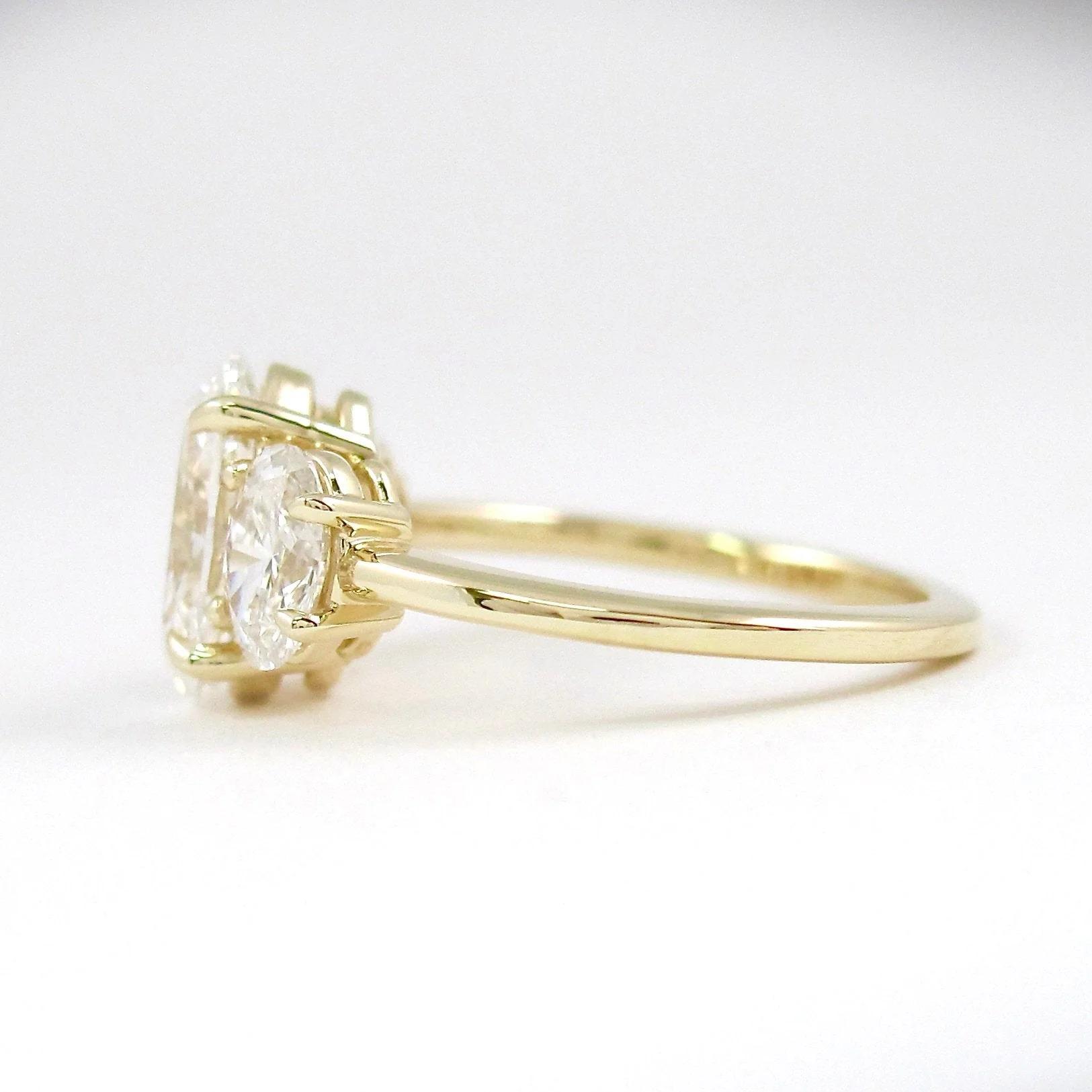 Oval Moissanite Engagement Ring: 14k Gold Three Stone Trilogy - Etsy