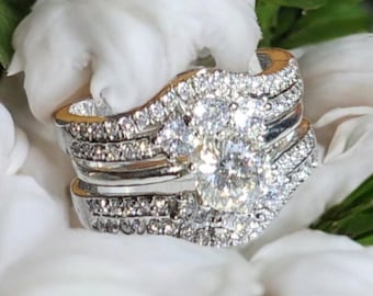 6 ctw Moissanite white gold plated  ring guard. GRA Certified, VVS1. Moissanite 14k White Gold Plated Ring Guard, GRA Certified, VVS1