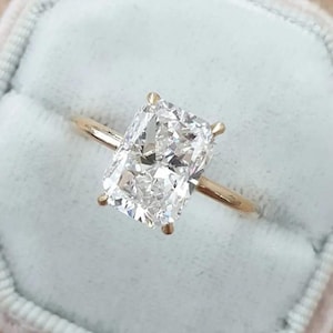 Radiant Cut Moissanite Engagement Ring: 14k Gold Solitaire, Anniversary Bridal Ring