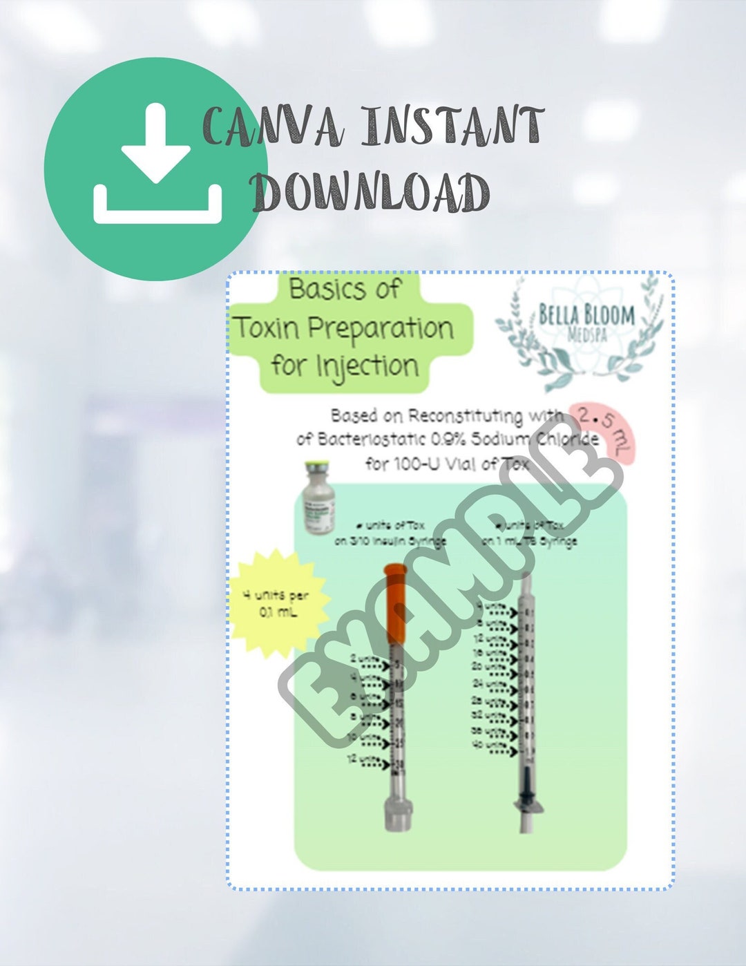 BOTOX DOSING Dilution 2.5ml With SYRINGE Volumes Downloadable Template