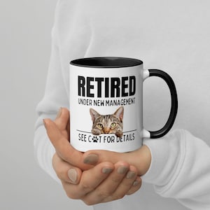 Tasse à la retraite avec chat gris, tasse de retraite pour amoureux des chats, tasse à café de retraite amusante, cadeau bâillon pour la retraite