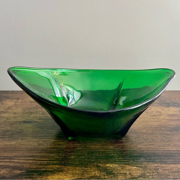 Anchor Hocking | MCM Emerald Green Glass Candy Dish
