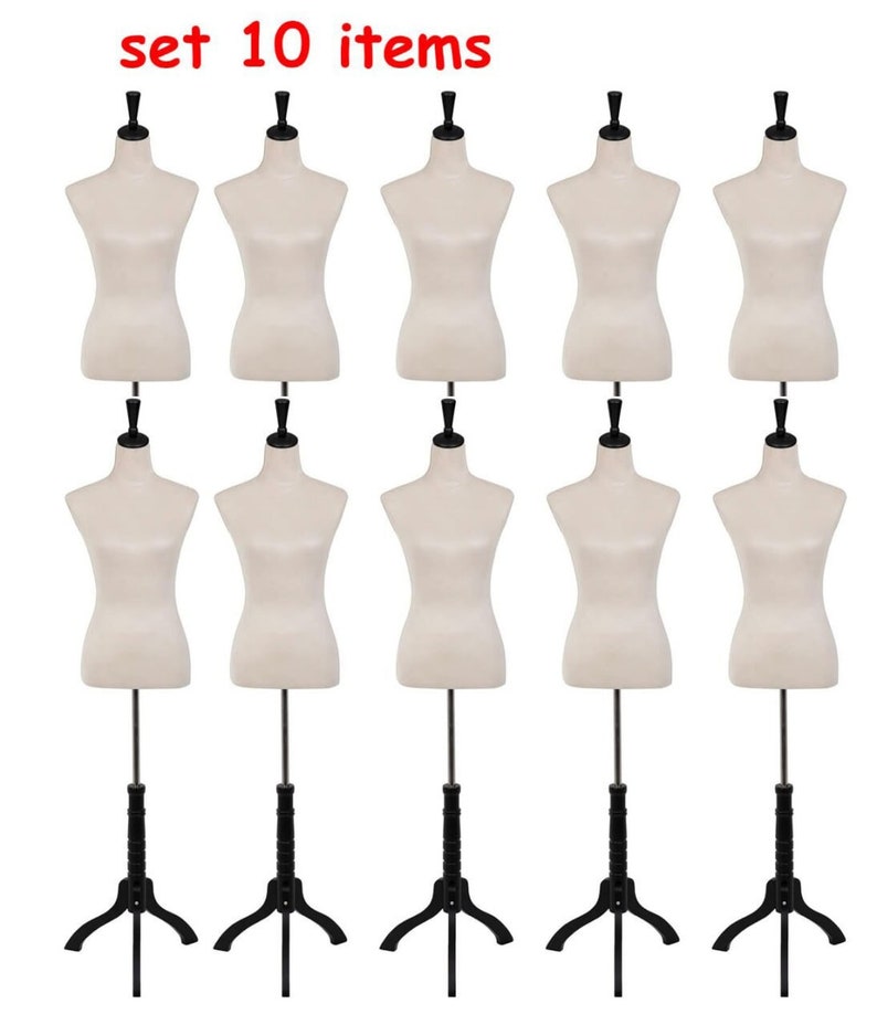 Set 10 Mannequins Torso Dress Form Height Adjustable Pinnable Female