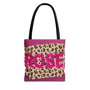 Leopard Print Rose Tote Bag