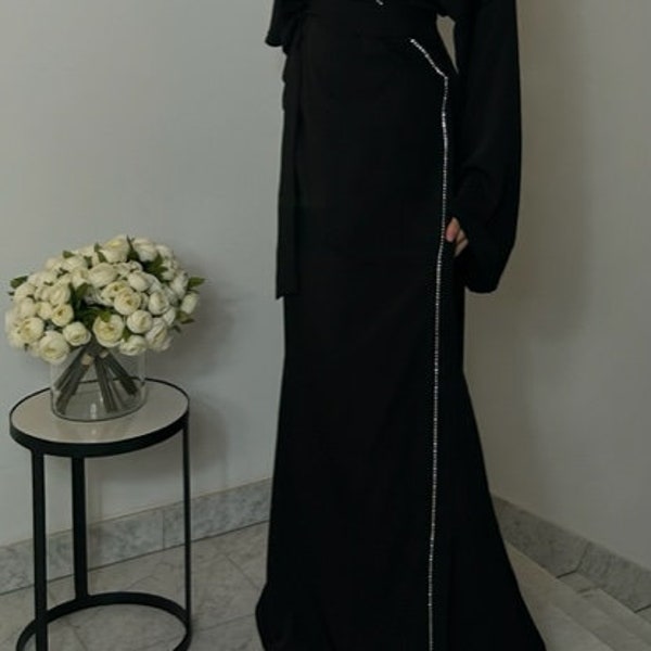 Abaya strass NOIR