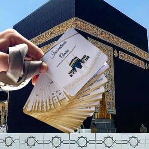 Mini-Broschüre mit Anrufungen für Umrah – in phonetischem Arabisch verfasst – mehrsprachig und tragbar – zum Tragen um den Hals