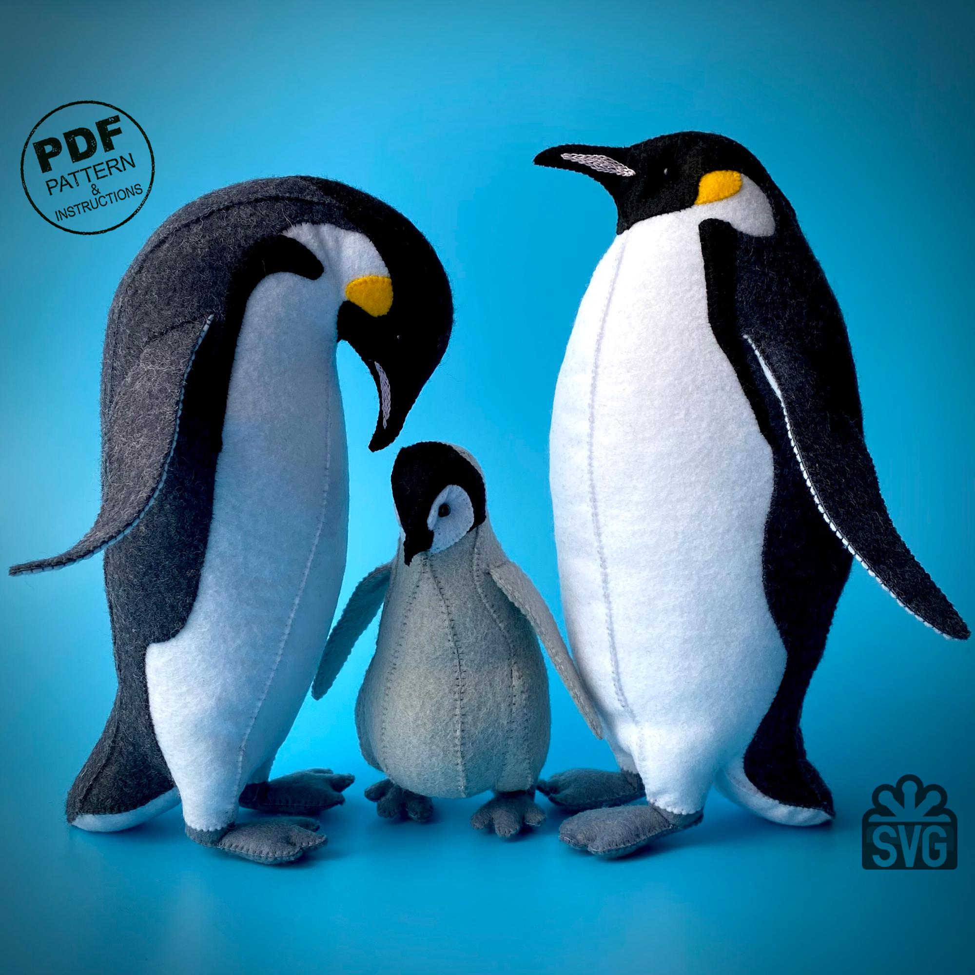 Penguin Sewing Pattern PDF and SVG. Felt Animals Pattern. Stuffed Toys. Plush Penguins. Christmas Ornaments.