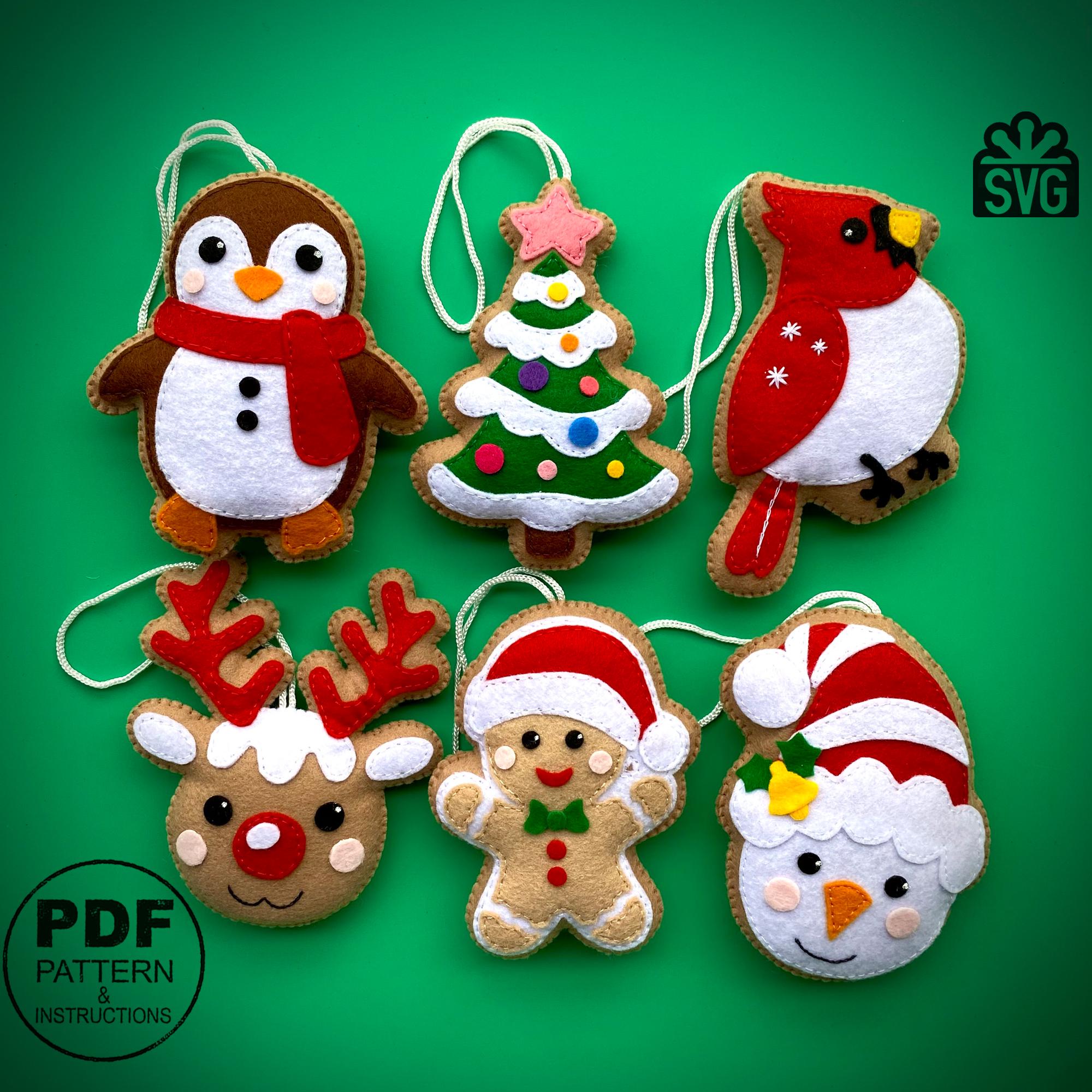 Kit De 13 Adornos Navideños De Fieltro Para Coser – Manualidades DIY De Navidad Con Temática De Jengibre Y Árbol, Ideal Para Decorar El Árbol O Regalar (Tamaño 10 Cm)