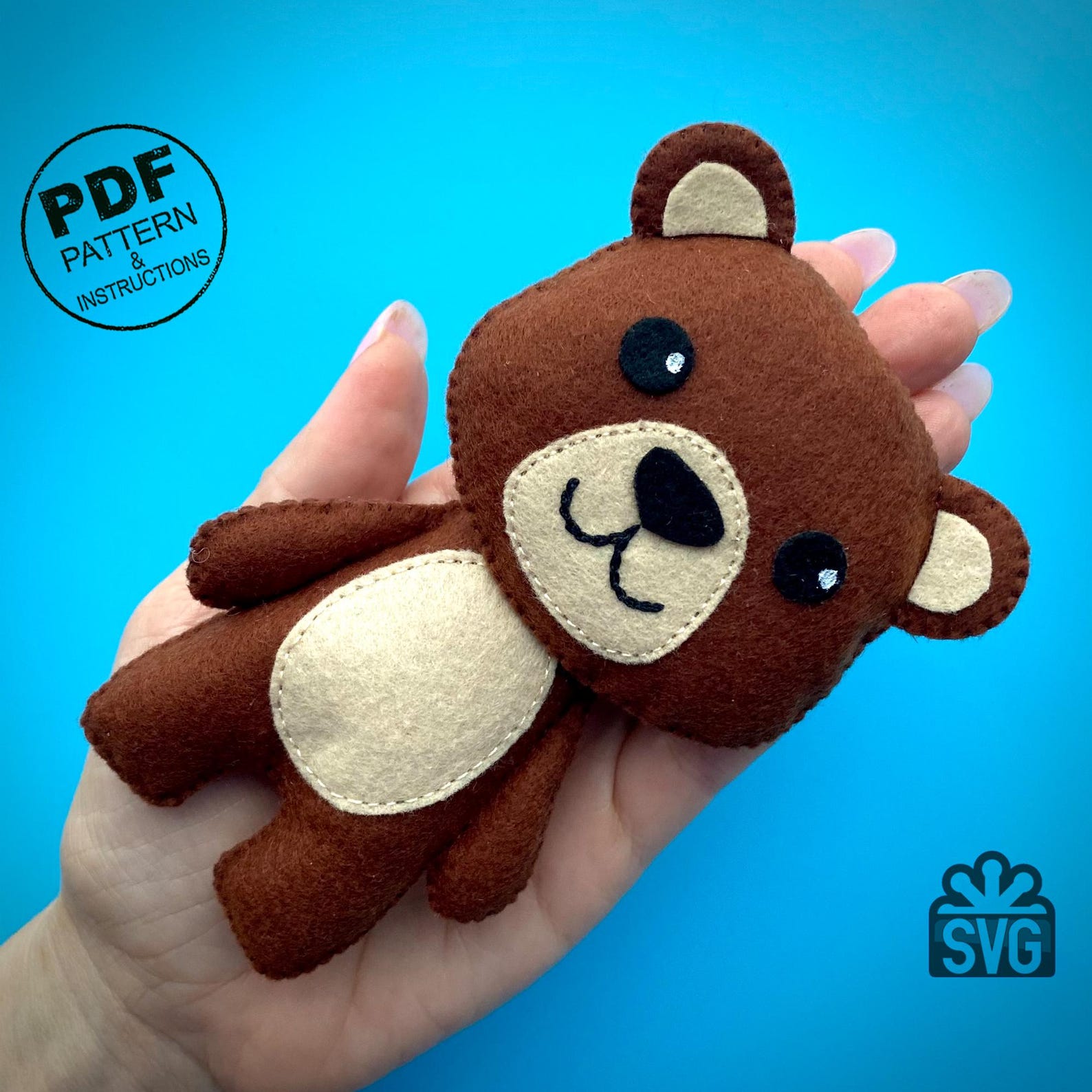 Felt Teddy Bear Sewing Pattern PDF, SVG (digital Download) Etsy
