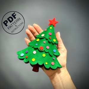 Felt Christmas Tree Pattern PDF. Sewing Christmas Tree Ornaments Pattern. Christmas Felt Toys Sewing Pattern. DIY Sewing Pattern for Tree.