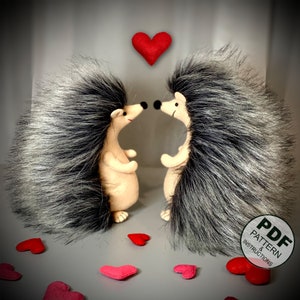 Hedgehog Sewing Pattern PDF. Woodland Animals Felt Toys Pattern. Valentine&#39;s Day Felt Gift. Digital Download. Plush Hedgehog in Love DIY.